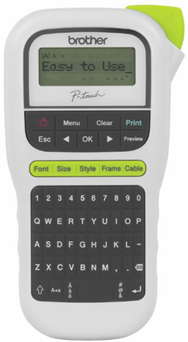 PTH110WH &#124; P-Touch Durable Label Maker</br>Functions 	Supporting up to 12mm TZ tape</br>Print Speed 	20mm / sec</br>Tape Cutter 	Manual</br>Tape Type 	TZ laminated & non-laminated</br>Tape Widths (mm) 	3.5, 6, 9, 12</br>Separate adaptor is AD5000ES (BAD5000)