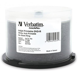 Verbatim DVD-R offer 4.7GB or 120 Minutes of write-once storage capacity, superior recording quality, and compatibility with 1X to 16X DVD-R writers. Verbatim 16X DVD-R discs allows users to record a complete 4.7GB/120Min disc in approximately 5 minutes. Recognised as the choice of professional users, Verbatim DVD-R offers the optimal "Advanced Azo" recording dye, which provides the highest level of read/write performance, reliability, and archival life.