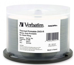 Verbatim DVD-R offer 4.7GB or 120 Minutes of write-once storage capacity, superior recording quality, and compatibility with 1X to 16X DVD-R writers. Verbatim 16X DVD-R discs allows users to record a complete 4.7GB/120Min disc in approximately 5 minutes. Recognised as the choice of professional users, Verbatim DVD-R offers the optimal "Advanced Azo" recording dye, which provides the highest level of read/write performance, reliability, and archival life.