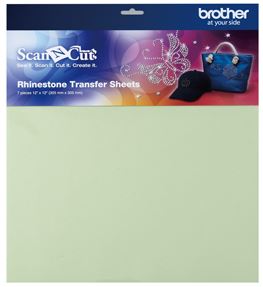 The Rhinestone Sheet Set is a consumable item to create rhinestone projects for use with the Brother ScanNCut machine and the Rhinestone Starter Kit (both sold separately). Keep at normal room temperature, away from direct sunlight, high humidity and heat. Includes: 3 Template Sheets 12" x 12" (305 mm x 305 mm); 3 Transfer Sheets 12" x 12" (305 mm x 305 mm)