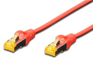 Shielded CAT6A  patch cable with kink protection and strain relief, RJ-45 Connecter, AWG 26/7,  Cat6A supports speeds up to 10 Gigabit Ethernet with distance up to 100 meters</br>(transfer rate 10,000 Mb/s)(transmission rate 500 MHz), 2m Red