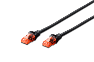 Unshielded CAT 6 patch cable with kink protection and strain relief. Connection 1:1 4x 2 AWG 26/7 Twisted pair.