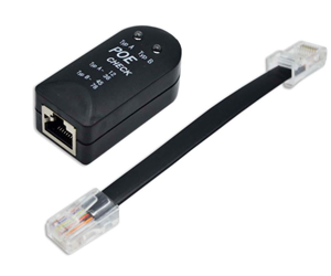 The Digitus® PoE Tester can be connected to the existing PoE device via a network cable to detect the PoE supply voltage and the PoE mode. The PoE tester display indicates the PoE mode. The PoE tester display guarantees an identification of PSE (Power Source Equipment) End-span PoE Switch, Mid-span PoE Injector or 4-Pair 60 watts.</br></br>Tests PoE supply voltage according to IEEE 802.3af/at PoE Plus</br>Identifies PSE (Power Source Equipment) End-span PoE Switch, Mid-span PoE Injector or 4-Pair 60 watts PoE Injector via LED display</br>PoE Mode A: 1/2 (-), 3/6 (+)</br>PoE Mode B: 7/8 (-), 4/5 (+)