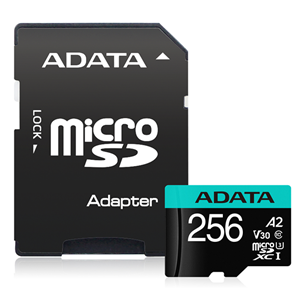 256GB Micro SD, R/W performance up to 100MB / 85MB per sec, UHS-I U3, Speed Class: Class 10, Video Speed Class: V30, Includes Micro SD to SD card adapter, A2 qualified - for faster app performance, Waterproof, Shockproof, X-ray proof, Magnet proof, Temperature resistant