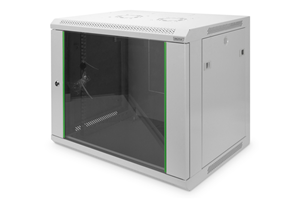DIGITUS 12U SERVER CABINET 638 x 600 x 450mm H*W*D </br>Wall mountable</br>Lockable safety glass door (IP20)</br>483mm 19" profile rails mounted on from side of cabinet</br>Max installation depth of 450mm</br>Cable entry on rear side, roof and base</br>Passive ventilation slots</br>Carton Dimension: 660*540*684</br>