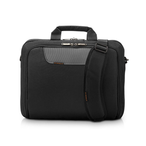 EVERKI Advance Briefcase Notebook bag 15-16". Separate zippered accessory pocket , Front stash pocket, Trolley handle pass through strap, Ergonomic shoulder pad</br> - Trolley Handle Pass-Through</br> - Ergonomic Two-Way Adjustable Shoulder Strap</br> - High-Contrast Lining