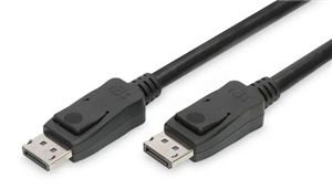 DisplayPort connection cable, DP M/M, 3.0m,w/interlock, Supported Video format: 4K/2K@120Hz, 5K@60Hz or 8K@30Hz, Support DP Vers. 1.2/1.3/1.4, Supports color depths up to max.: 24-bit RGB, Supports HDCP and DPCP encryption, Gold-plated contacts and double shielded cable</br>