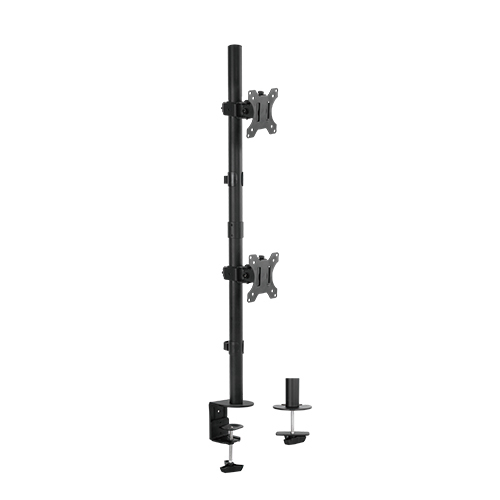 BRATECK 13"-32" Dual Vertical Articulating Monitor Stand. Max Load 8kgs per Monitor. Rotate, Tilt & Swivel. Clamp & Grommet Option Height Adjustable. Buit in Cable Mangement. VESA 75x75 & 100x100</br>