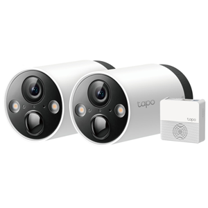 180 Day Battery Life, no wires for flexible placement, removeable battery for easy recharge, 2560x1440p 2K+ Video, Night Vision up to 30ft, Two-Way Audio, IP65 Weather Proof, -20 - 45deg C Operation, Motion Detection (not thru glass), Kit includes 2x C420 Battery Cameras plus Hub, Storage options on-hub (micro-SD) or Tapo cloud