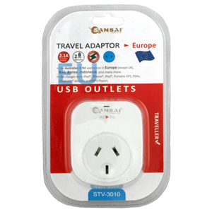 Australia/NZ to Europe Travel Adaptor, For Outgoing tourists to Europe. Converts NZ/AU socket to 3 pin Europe plug,