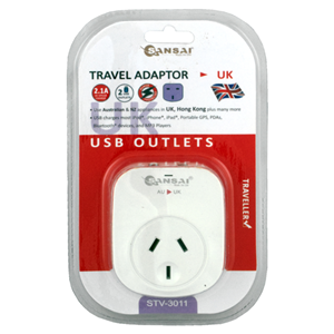 Australia/NZ to UK Travel Adaptor, For Outgoing tourists to UK. Converts NZ/AU socket to 3 pin UK plug,