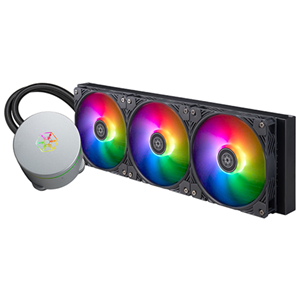 Expandable water block features a seamless 360° rotatable top cover, 3x Addressable RGB fans, 10 pre-set effects, 500 - 2200RPM, 12.1 - 33.1dBA, Max airflow 75.74CFM</br>Dimensions Fan:  (LxWxD) 120 x 120 x 25mm Radiator: (LxWxH) 396 x 120 x 28mm </br>Supports the following: Intel LGA 115X/1200/1700/2011/2066, AMD socket AM5/AM4, 3 year warranty</br>