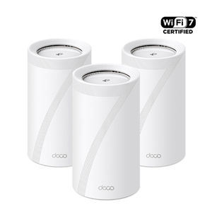 Deco BE85  3-pack, BE22000 Whole Home Mesh Wi-Fi 7 Unit(Tri-Band)</br>SPEED: 1376 Mbps at 2.4 GHz + 8640 Mbps at 5 GHz + 11520 Mbps at 6 GHz</br>SPEC: 8× Internal Antennas, 1× 10 Gigabit RJ45/SFP+ Combo Port + 1× 10 Gigabit Port + 2× 2.5 Gigabit Ports (WAN/LAN auto-sensing), 1× USB 3.0 Port, Qualcomm 2.2 GHz Quad-core CPU, 240MHz for 5 GHz and 320MHz for 6 GHz, 12-Stream</br>FEATURE: Deco App, Router/AP Mode, IPv6, IPTV, HomeShield (Parental Controls, Antivirus, QoS, Reports), AI Mesh, OFDMA, MU-MIMO, MLO, Multi-RU, 4K-QAM, 320MHz Bandwidth, WPA3, Beamforming, Alexa and Google Assistant Supported"</br>