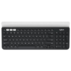 Wireless Keyboard with Integrated Rubber Cable, Bluetooth or Wireless Receiver, Easy-Switch Button, 2x AAA Batteries (Included)