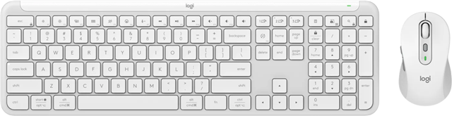 Type and click across computers effortlessly with SIGNATURE SLIM MK950, a keyboard and mouse that makes work life magic with powerful customization and shortcuts. Quiet typing and clicking gives you more focus, and less disturbance to others. Connect wirelessly with Bluetooth&reg; or the</br>included Logi Bolt USB receiver. Off-white colour.</br>Battery Life</br>Keyboard: 36 Months</br>Mouse: 24 Months