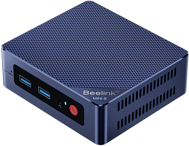 BEELINK Mini S12 Pro - Mini PC - Intel 12th Gen N100 4 Core 4 Thread up to 3.4GHz - 16GB DDR4-3200 SoDIMM - 500GB M.2 SSD - 2.5" SATA bay - Intel UHD Graphics - 2x HDMI - RJ45 Gigabit Ethernet - Wi-Fi 6 - Bluetooth 5.2 - 3.5mm audio jack - 4x USB3.2, 115 x 102 x 39mm, includes VESA mount