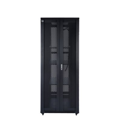 4Cabling 45RU 800mm Wide x 1000mm Deep Server Rack with Bi-Fold Mesh Door</br>FEATURES</br>Supplied fully assembled</br>Constructed from high-quality cold-rolled steel</br>Rails 2mm, frame and doors 1.2mm, panels, shelves and cable management 1.2mm</br>Lockable bi-fold mesh front and rear door, solid lockable steel side doors</br>Vertical cable management channels front and rear</br>4-way ceiling mount fan kit</br>6-way rack mount power rail</br>40 sets of cage nuts</br>3 x fixed shelves</br>Adjustable 19" L rails front and rear of server rack with RU markings</br>Levelling feet and lockable castor wheels</br>Cable entry glands on the top and bottom</br>Earthed doors and side panels</br>Static loading capacity 800kg</br>Designed/built to ANSI EIA/ECA-310-E, IEC 297-2, DIN 41491/41494 standards</br></br>Direct Delivery Item