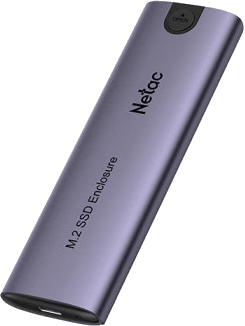 Netac WH51 M.2 NVMe/SATA SSD Case, USB3.1 Gen2 10Gb/s to M-Key(M&B key) NVMe & SATA, Aluminum Cover, Compatible with 4 size of 2280/2260/2242/2230, with Type-C to Type-C and Type-C to Type-A cable.  RTL9210B chipset.