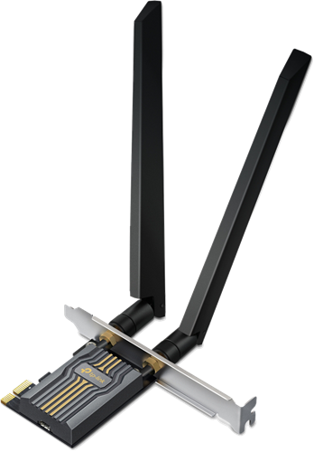 Wi-FI 7 BE6500 + Bluetooth 5.4 PCIe adapter</br>up to 2882 Mbps (6 GHz) + 2882 Mbps (5 GHz) + 688 Mbps (2.4 GHz)</br>