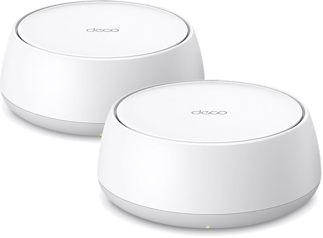 Deco BE25  2-pack</br>5 Gbps Dual-Band Wi-Fi – 4324 Mbps (5 GHz) + 688 Mbps (2.4 GHz).†</br>2.5 Gbps Wired Connections</br>Wireless and Wired Combined Backhaul</br>Multi-Link Operation (MLO) – Simultaneously send and receive data across different bands and channels</br>Seamless AI-Driven Roaming</br>TP-Link HomeShield</br>Universal Compatibility – Backward compatible with all Wi-Fi generations and works with any internet service provider (ISP) and modem</br>