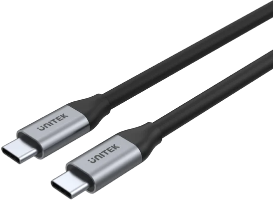 UNITEK 2m USB-C to USB-C 3.1 Gen1 Cable for Syncing & Charging. Supports up to 100W USB PD. Supports up to 4K@60Hz. Up to 5Gbps Space Grey & Black Colour.</br>Products Features:</br>A single cable which satisfies your needs of maximum 100W fast charging, 4K display output and 5Gbps SuperSpeed data synchronization.</br>With USB3.0 specification, the data transfer rate up to 5Gbps. Backward compatible with USB2.0/1.1.</br>With the USB-C Power Delivery (USB PD), supporting maximum 100W/20V5A charging to your upstream computer including MacBook Pro 2019. USB PD power actual output depends on your power adapter.</br>An integrated E-MARK chip supports the safety of USB PD 100W and offers a fast, stable and efficient charging.</br>Support audio & video output from computer to monitor or TV with up to 4K@60Hz performance.</br>USB-C connector allows you to connect with USB-C equipped computer, tablet and smartphone, which equipped with Thunderbolt 3 port or USB-C port that supports data transfer function and DisplayPort Alt Mode (DP Alt Mode).</br>Made with strong aluminium-alloy housing and corrosion-resistant gold-plated connector.</br>Plug and play, no driver required.</br>
