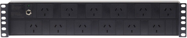 2RU 12 Way GPO Horizontal PDU RECESSED Rack Mount Power Rail with IEC C14 Inlet </br></br> </br></br>Designed to manage power supply within 19-inch server racks, this rack mount PDU (Power Distribution Unit) conveniently provides up to 12 outlets for equipment within a network cabinet. Mounting holes are located on both ends of the unit making it suitable for horizontal mounting on the inside of the server cabinet.</br></br>FEATURES</br></br>    Includes 2m IEC C13 (Female) to Australian AC Mains Socket (Male) 3-Pin Power Cable</br>    Mounting holes at both ends of unit</br>    Overload protection</br></br>Direct Delivery Item from Supplier when Purchased with a 4Cabling Server Rack