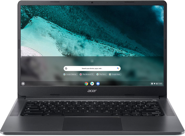ACER CHROMEBOOK 314 C934-C1NE   Intel Celeron processor N4500 (2C/2T, 4 MB L2 cache, up to 2.80 GHz), 14" HD TN 1366x768 60Hz 220 Anti-Glare, 8GB Memory LPDDR4X Onboard, eMMC 64GB, Onboard Graphics, Intel Wireless Wi-Fi 6 AX201 Bluetooth 5.2, HD Camera with Microphone, Micro SD card reader, 50Wh Li-ion battery Up to 11.5 hours, 2x Type-C USB 3.2 Gen1, 2x Type-A USB 3.2 Gen1, 1x 3.5mm headphone/speaker, 1.45kg, 326.4 (W) x 225 (D) x 20 (H), Google Chrome Operating System