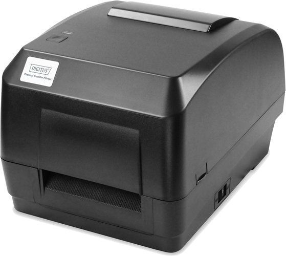 The DIGITUS Label Printer is a high quality thermal printer for individual and business label printing that fits comfortably on the desktop. The printer offers a resolution of 200 DPI, a print speed of up to 127mm/s and a USB 2.0/RS-232/Ethernet interface. The printer is ideal for product labeling, shipping labels, retail and other labeling applications. The label roll is located directly in the housing.