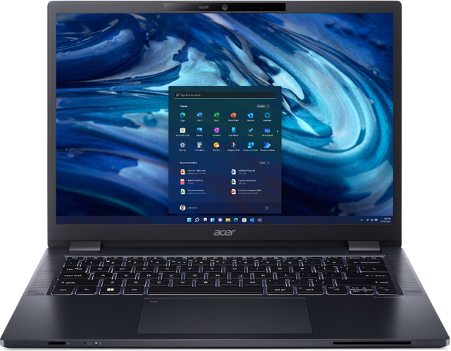 TMP414-53</br>Intel Core 5-120U (10C/12T up to 5GHz, 12MB Cache), 14 inch IPS WUXGA 1920x1200 LCD, 16GB DDR5 Memory, 512GB M.2 NVMe SSD, WiFi 6E AX211 + BT5.1, Gigabit Ethernet, FHD IR Camera with Camera Door, 56Wh up to 15.5 hours battery, USB Type-C, USB 3.2, HDMI, Thunderbolt 4 & MicroSD Card reader, 1.39Kg, Windows 11 Pro, 3 Years warranty