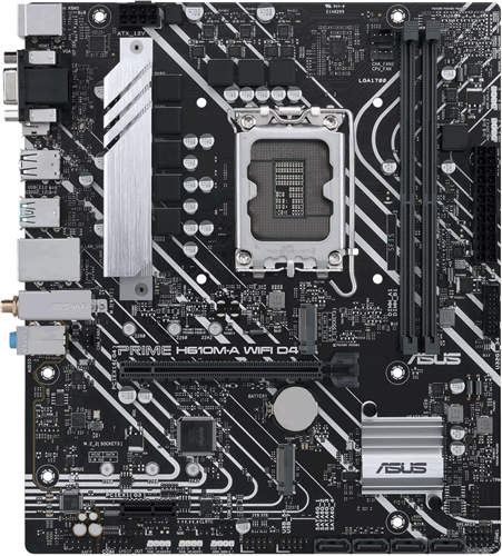 ASUS PRIME H610M-A WIFI D4 INTEL H610 LGA1700 MIC-ATX MOTHERBOARD WITH DDR4 PCIE 4.0 DUAL M.2 SLOTS INTEL 1 GB ETHERNET WIFI 5 DISPLAYPORT</br></br>