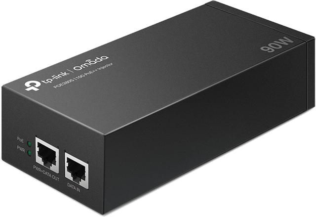 Omada 10G PoE++ Injector Adapter</br>PORT: 1× 10Gbps PoE Port, 1× 10Gbps Non-PoE Port</br>SPEC: 802.3bt/at/af Compliant, 90 W PoE Power, Data and Power Carried over the same cable, Steel Case</br>