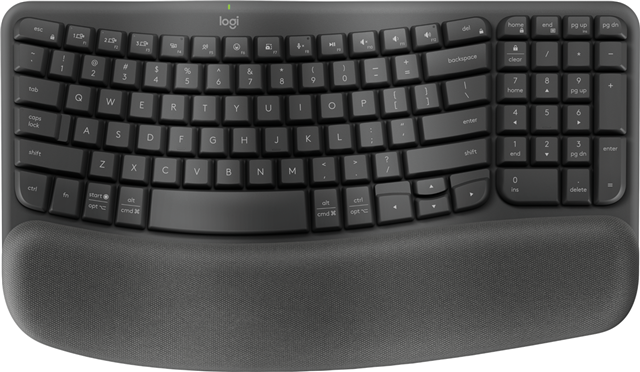 Logitech Wave Keys for Business Keyboard - Wireless Connectivity - Bluetooth - 5.1 - 10 m - USB Type A Interface - Windows 10, Windows 11, Mac OS X 11.0 Big Sur, ChromeOS, Linux, iPadOS 14, Android 9.0 - Chromebook, Notebook, Computer - PC, Mac - AAA Battery Size Supported - Graphite