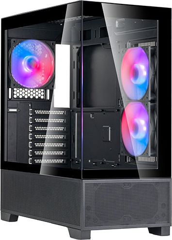 SST-LD05B-ARGB, ATX, Mid tower case, 220mm (W), x 491.5mm (H), x 427.6mm (D), 46.24 liters, USB Type-C x 1, USB 3.0 x 2, Audio x 1, Mic x 1, 120-360mm top radiator support, 120mm rear radiator support, 410mm Graphics card clearance, 7 PCI slots, 3x ARGB fans included.
