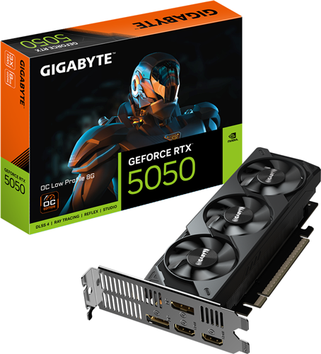 GV-N5050OC-8GL, 8GB GDDR6 Memory, PCIE 5.0, ATX, 550w recommended PSU, 1* DisplayPort 2.1b, 1* DisplayPort 1.4a, 2* HDMI 2.1b, WINDFORCE 3X, 20000 MHz Mem Clock, 2587 MHz Core Clock</br>