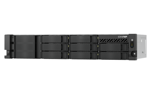 4-Bay NAS, Atom&reg; C5125 8 core 2.8 GHz processor, 8GB RAM (expandable to 64GB), 8x 3.5/2.5" SATA, 2x M.2 PCIe for Cache, 2x 2.5GbE, 4x USB 3.2</br>88 &times; 430 &times; 293 mm, 2U Short Depth Rack, 2x 300W Power Supply</br>Find compatible drives here:</br>https://www.qnap.com/en/compatibility/