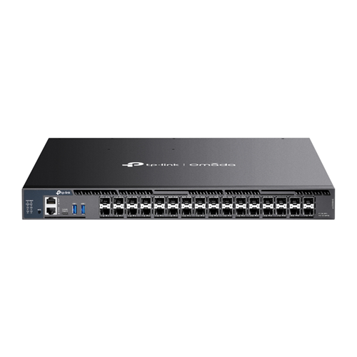 Omada 26-Port 10G Stackable L3 Managed Aggregation Switch with 6 25G Slots</br></br>    26&times; 10G SFP+ slots and 6&times; 25G SFP28 slots </br>    820 Gbps switching capacity</br>    Physical Stacking for built-in redundancy and performance</br>    L3 features: RIP, OSPF, ECMP, VRRP, PIM-DM, DHCP Server/Relay</br>    Security Strategies: ACL, Port Security, DoS Defend, 802.1X</br>    Highly Available with two field-replaceable power supplies*, VRRP, and ERPS</br>    Centralized cloud management via the Omada SDN controller</br>    Standalone management via web, CLI, SNMP, and RMON</br>