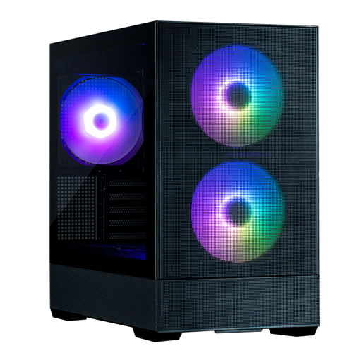 mATX Mini Tower PC Case</br>, 3x120mm ARGB fans </br>Panoramic View Frameless Tempered Glass Front and Side Panels,</br></br>