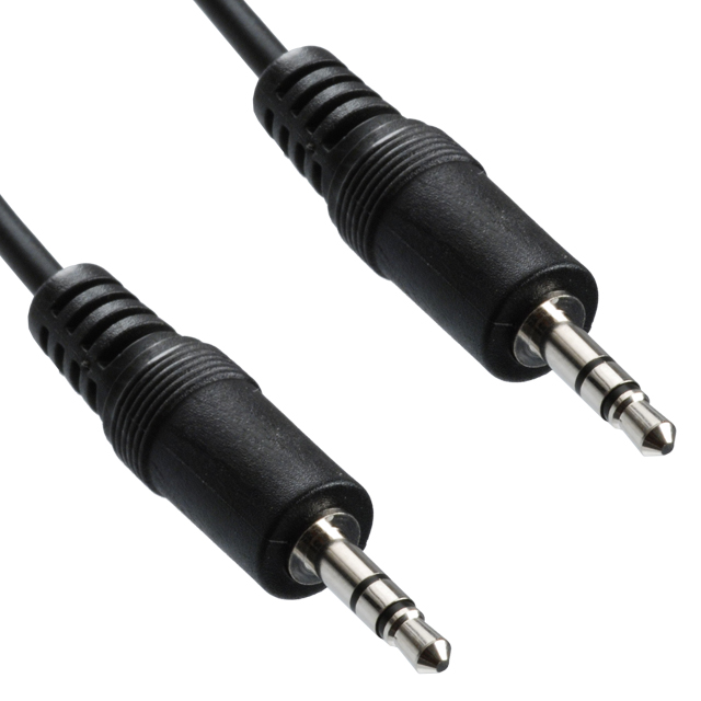 3.5mm stereo plug <=> 3.5mm stereo plug, Moulded housing, Cable CCS, shielded, Colour: black