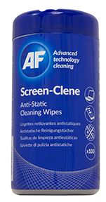 Moist anti-static cleaning wipes for use with monitors, laptops and anti-glare filters. Non smearing & Alcohol free.  Tub of 100 wipes